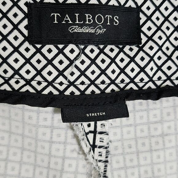 Talbots Womens Cotton-Blend Cropped Pants Black White Geometric Stretch Sz 16/18 - Picture 7 of 8